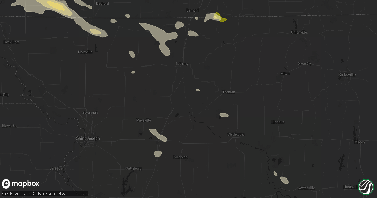 Hail map in Jameson, MO on June 13, 2026