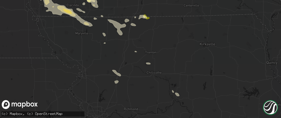 Hail map in Jamesport, MO on June 13, 2026