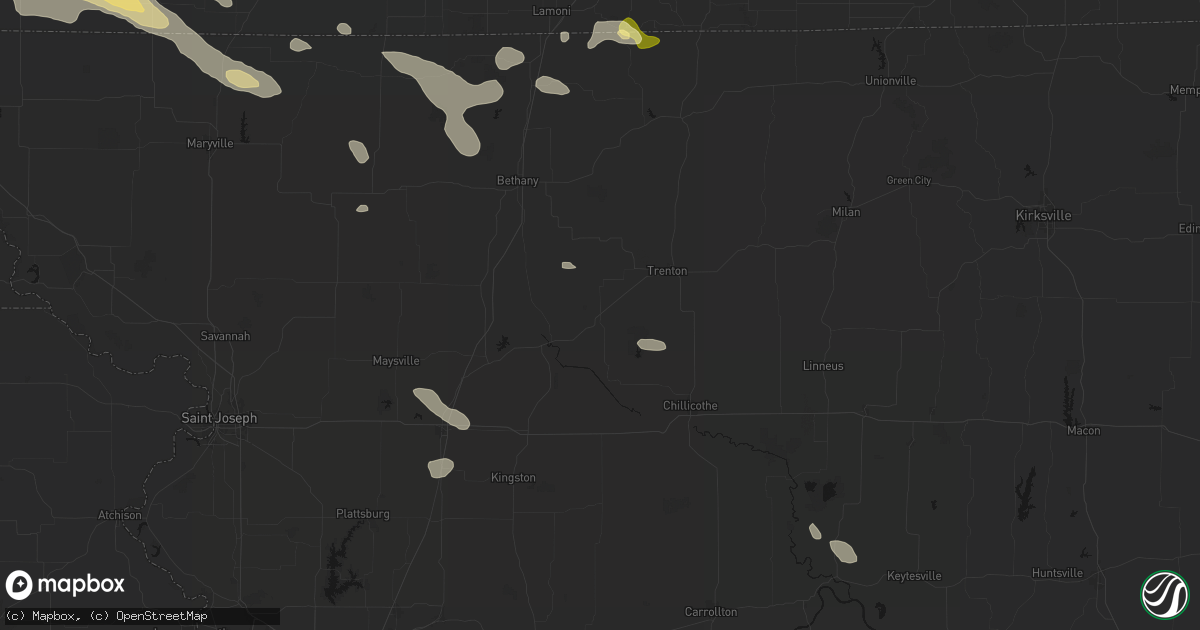 Hail map in Jamesport, MO on June 13, 2026