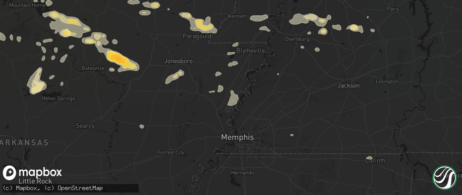 Hail map in Joiner, AR on June 13, 2026