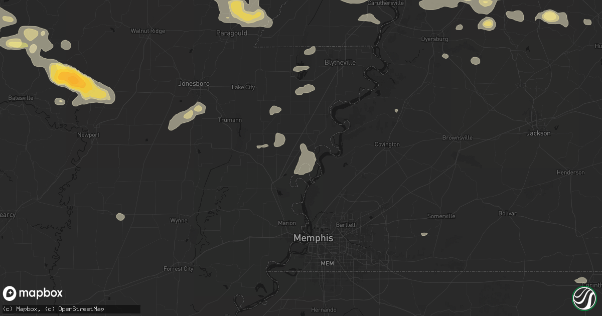 Hail map in Joiner, AR on June 13, 2026