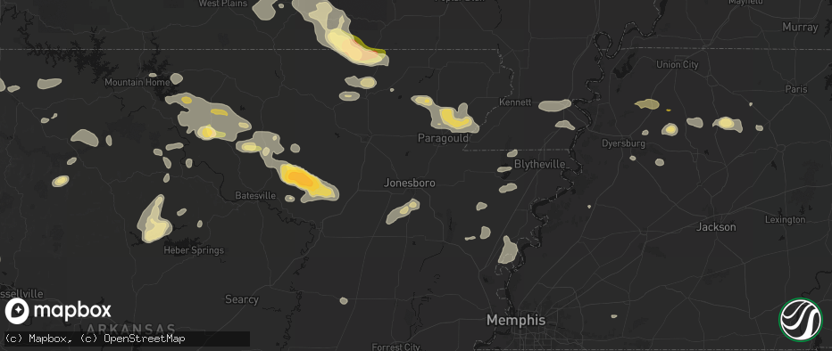 Hail map in Jonesboro, AR on June 13, 2026