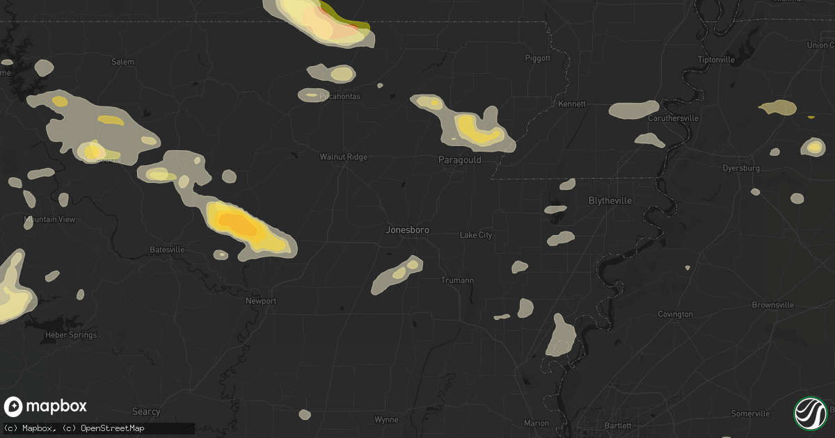 Hail map in Jonesboro, AR on June 13, 2026