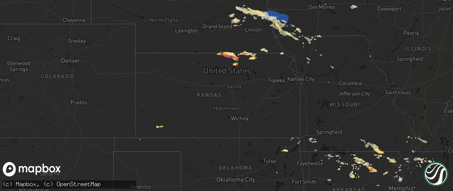 Hail map in Kansas on June 13, 2026