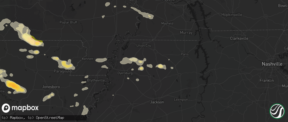 Hail map in Kenton, TN on June 13, 2026