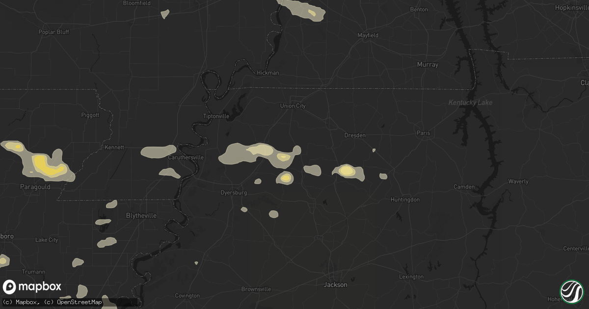 Hail map in Kenton, TN on June 13, 2026
