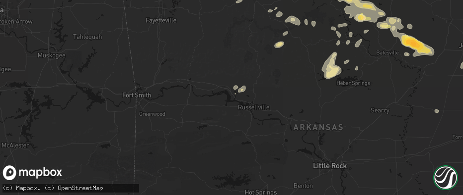 Hail map in Knoxville, AR on June 13, 2026