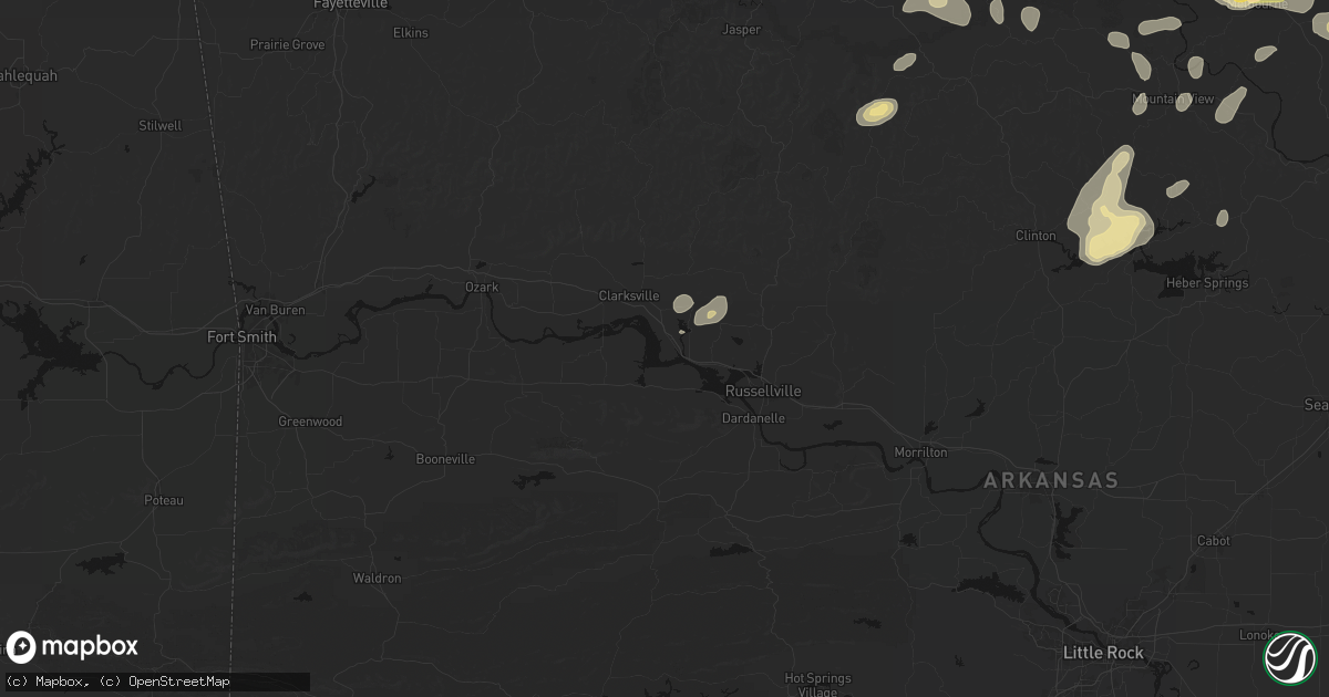Hail map in Knoxville, AR on June 13, 2026