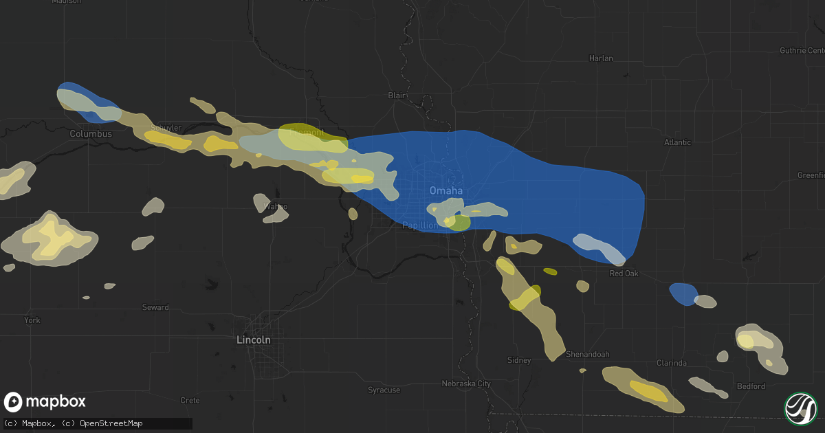 Hail map in La Vista, NE on June 13, 2026