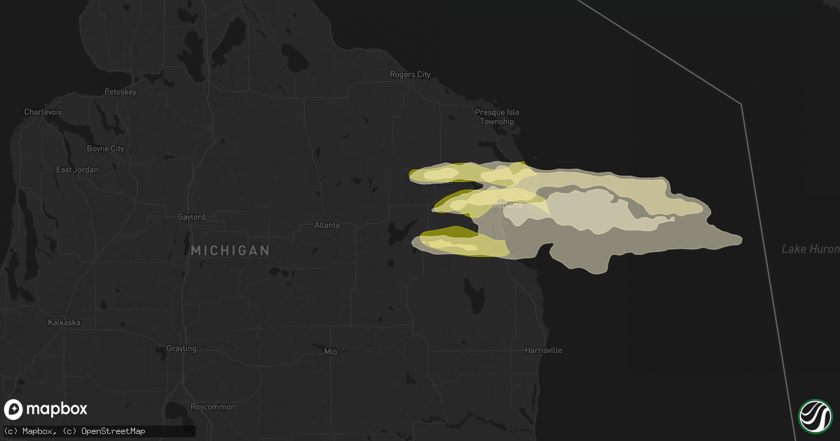 Hail map in Lachine, MI on June 13, 2026