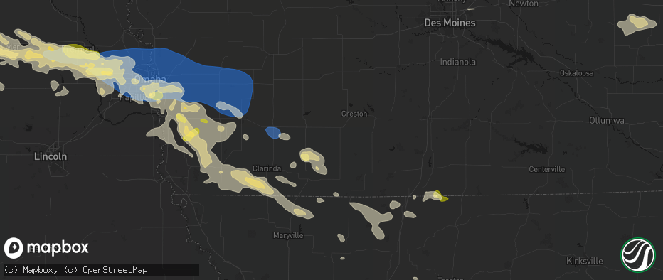 Hail map in Lenox, IA on June 13, 2026
