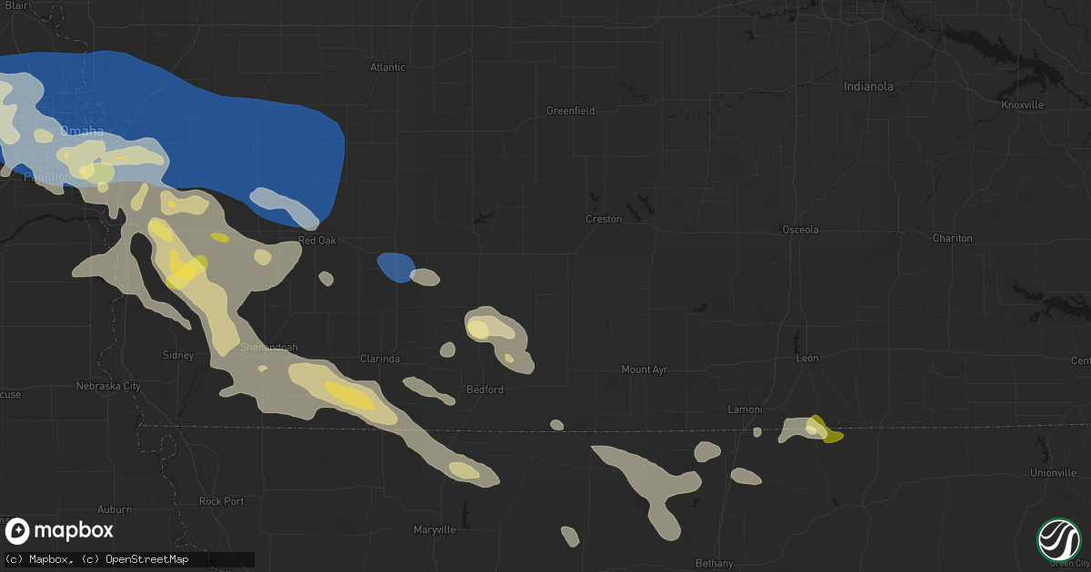 Hail map in Lenox, IA on June 13, 2026