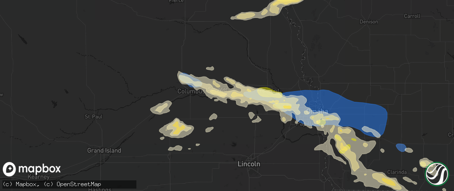 Hail map in Linwood, NE on June 13, 2026