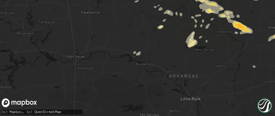 Hail map in London, AR on June 13, 2026