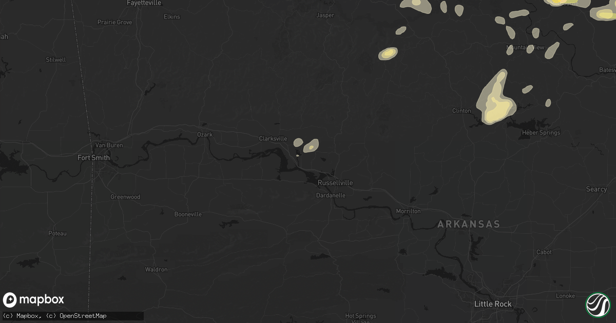Hail map in London, AR on June 13, 2026