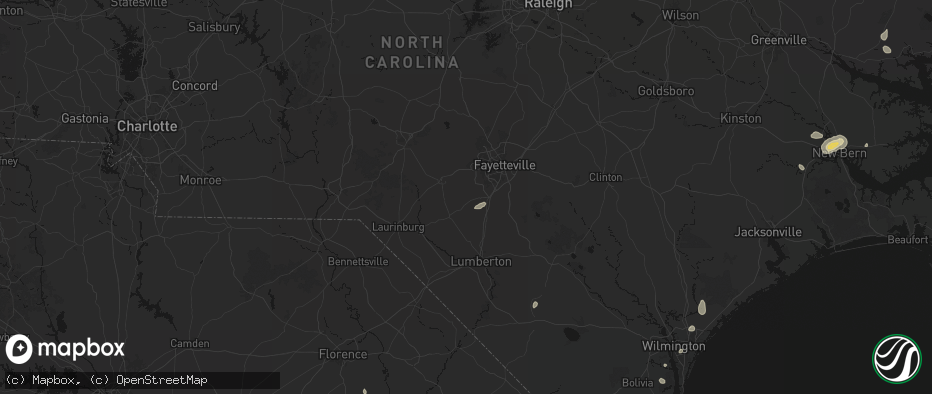 Hail map in Lumber Bridge, NC on June 13, 2026