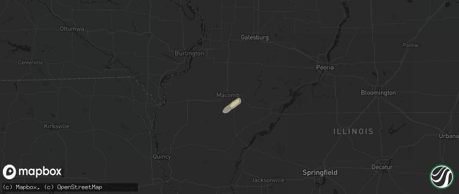 Hail map in Macomb, IL on June 13, 2026