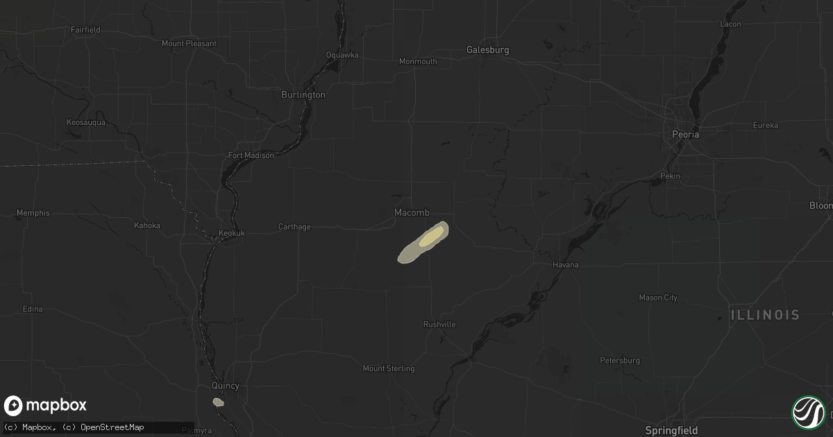 Hail map in Macomb, IL on June 13, 2026
