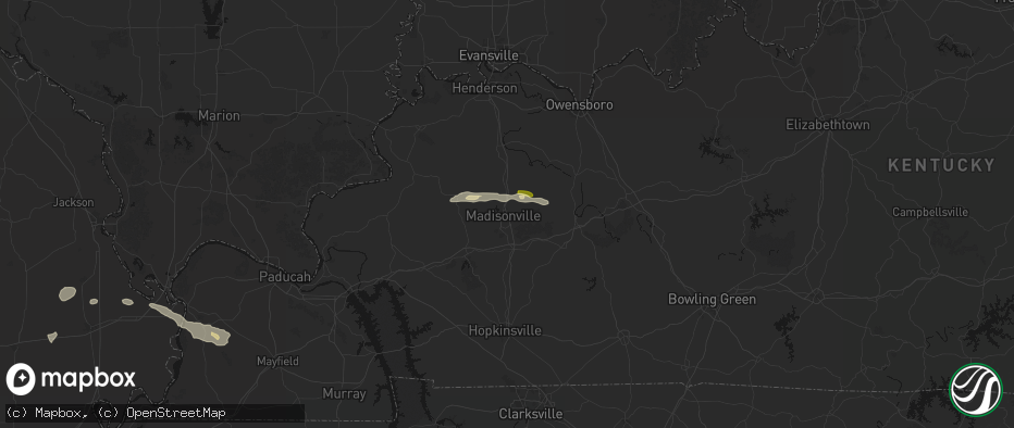 Hail map in Madisonville, KY on June 13, 2026