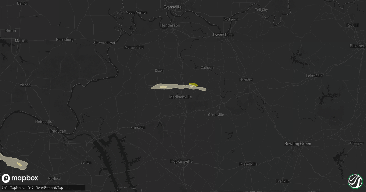 Hail map in Madisonville, KY on June 13, 2026