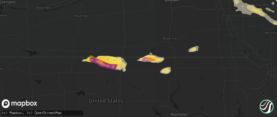 Hail map in Mahaska, KS on June 13, 2026