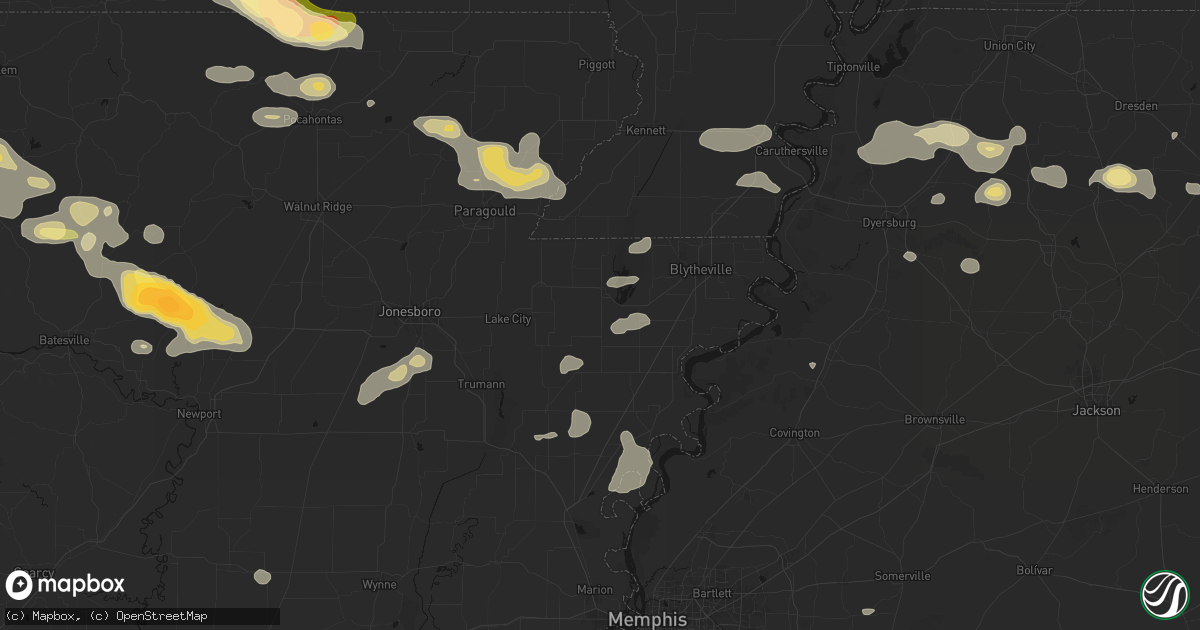 Hail map in Manila, AR on June 13, 2026