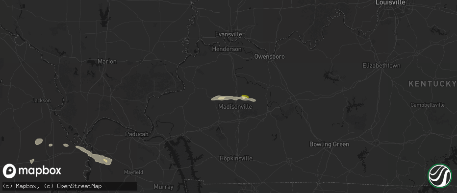 Hail map in Manitou, KY on June 13, 2026