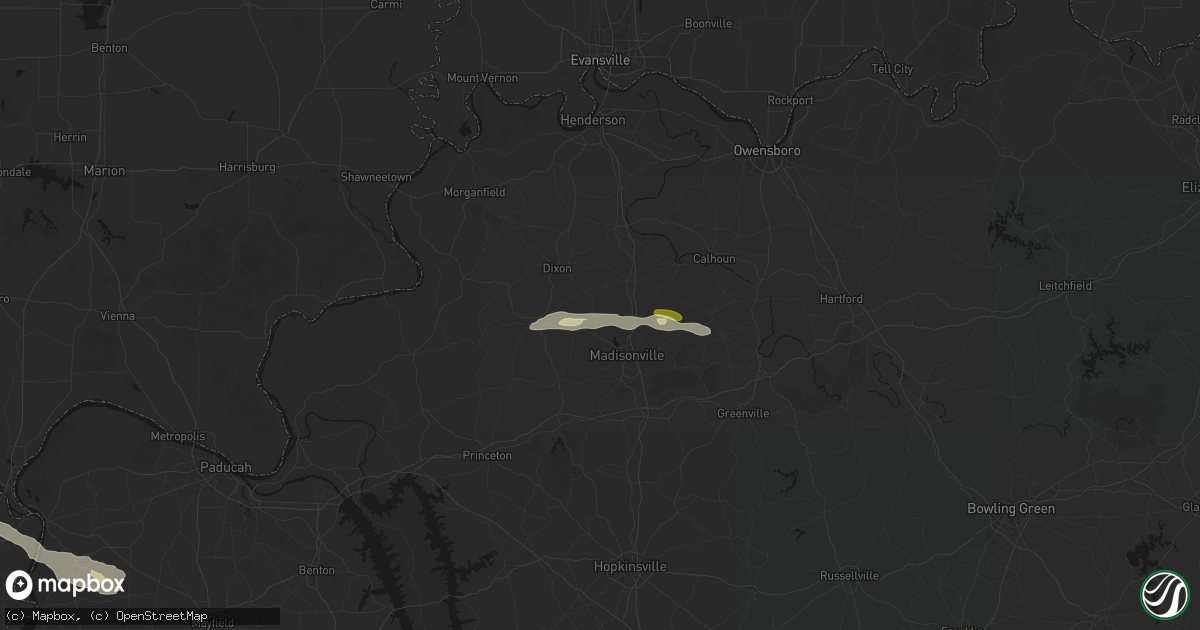 Hail map in Manitou, KY on June 13, 2026
