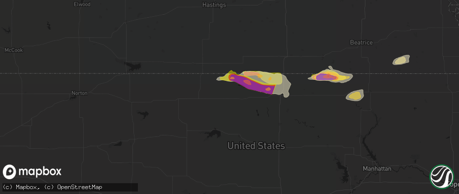 Hail map in Mankato, KS on June 13, 2026