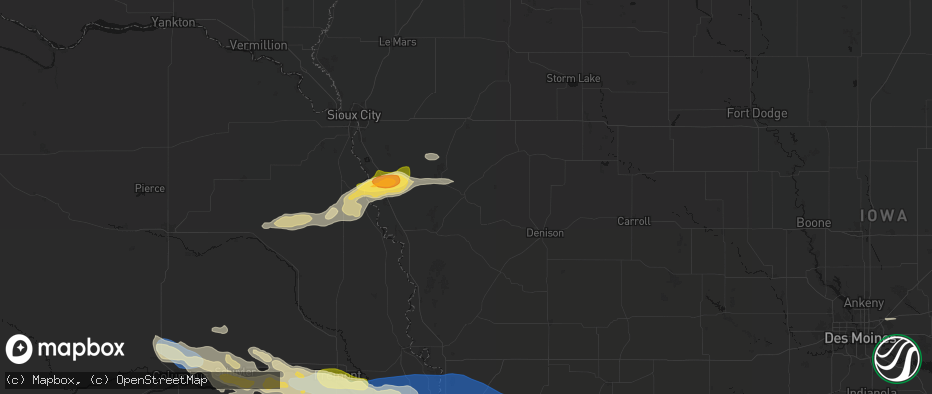 Hail map in Mapleton, IA on June 13, 2026