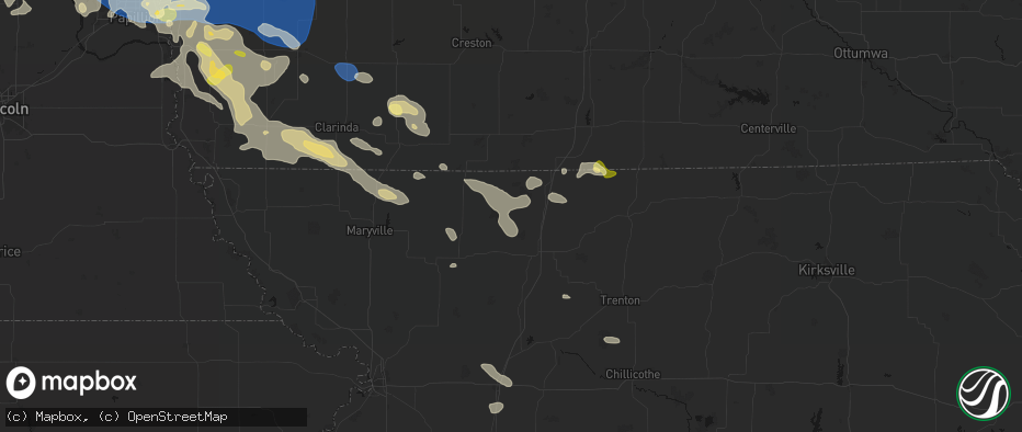 Hail map in Martinsville, MO on June 13, 2026
