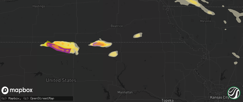 Hail map in Marysville, KS on June 13, 2026