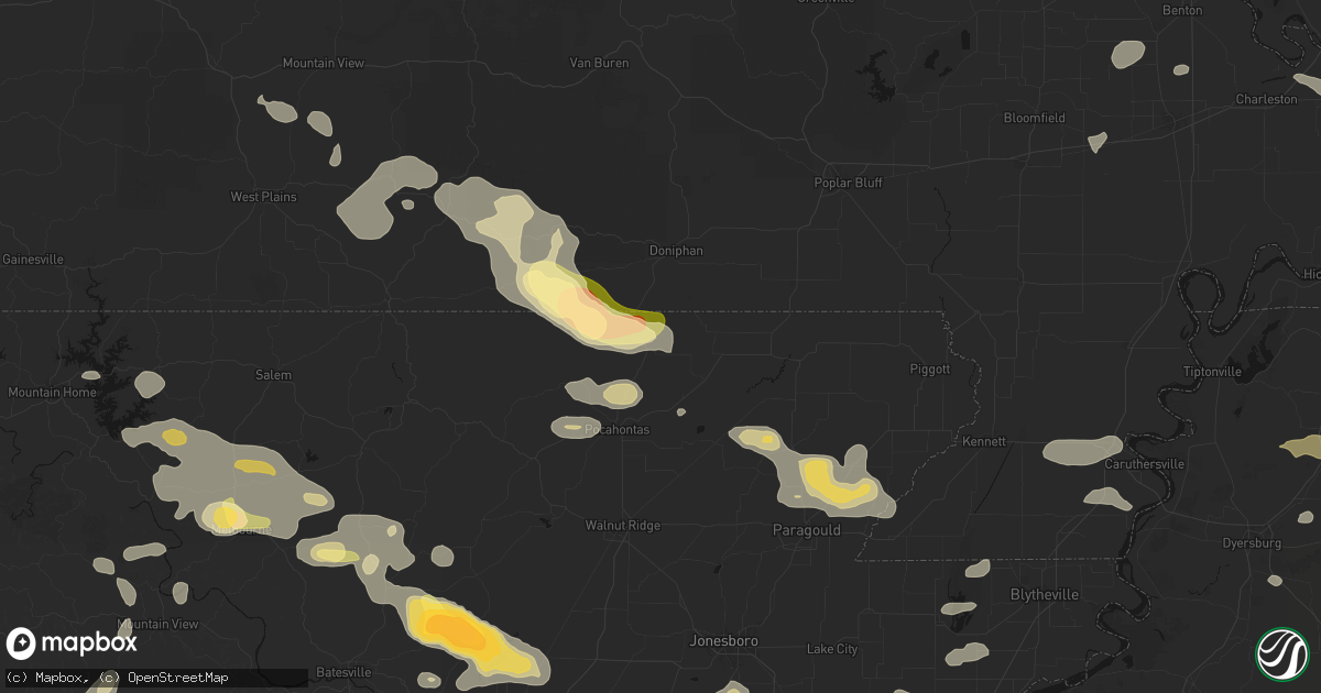 Hail map in Maynard, AR on June 13, 2026