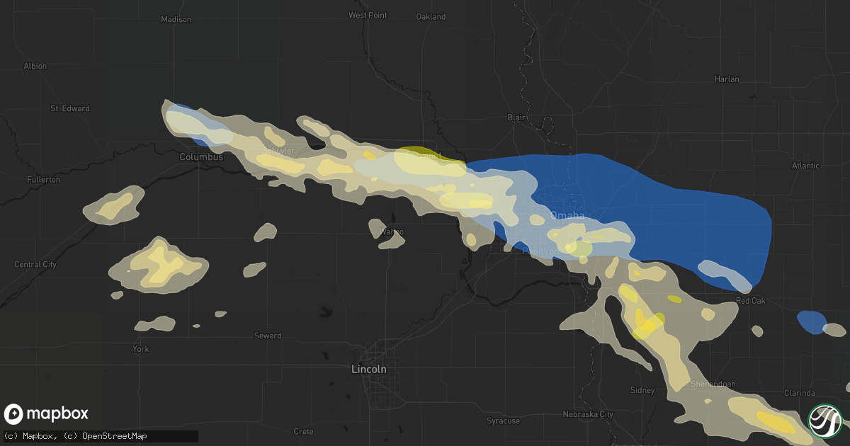 Hail map in Mead, NE on June 13, 2026