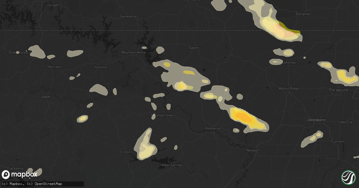 Hail map in Melbourne, AR on June 13, 2026