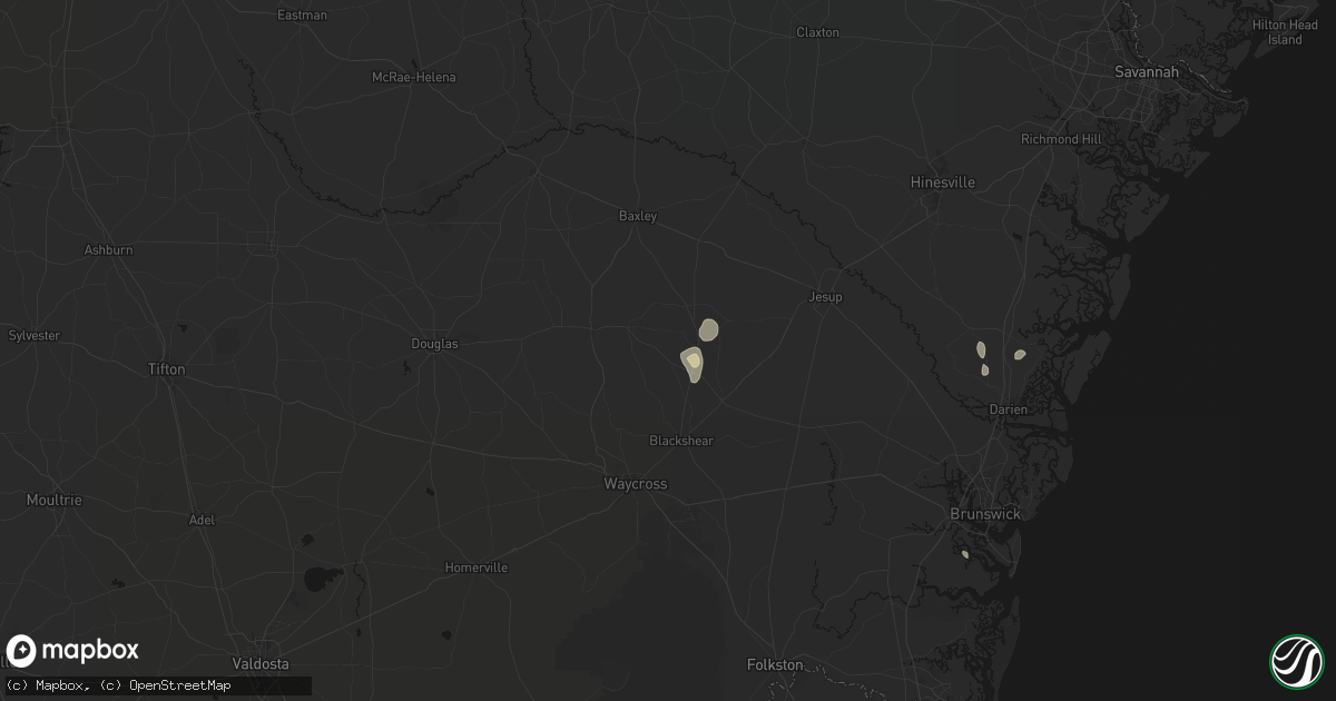 Hail map in Mershon, GA on June 13, 2026