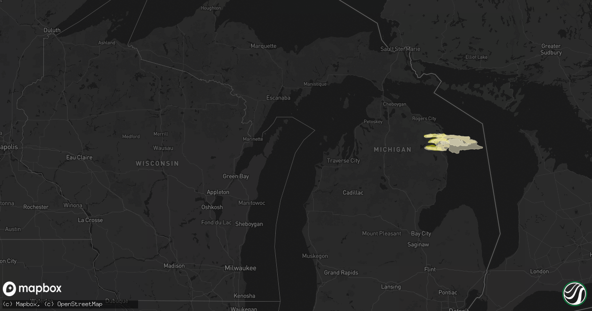 Hail map in Michigan on June 13, 2026