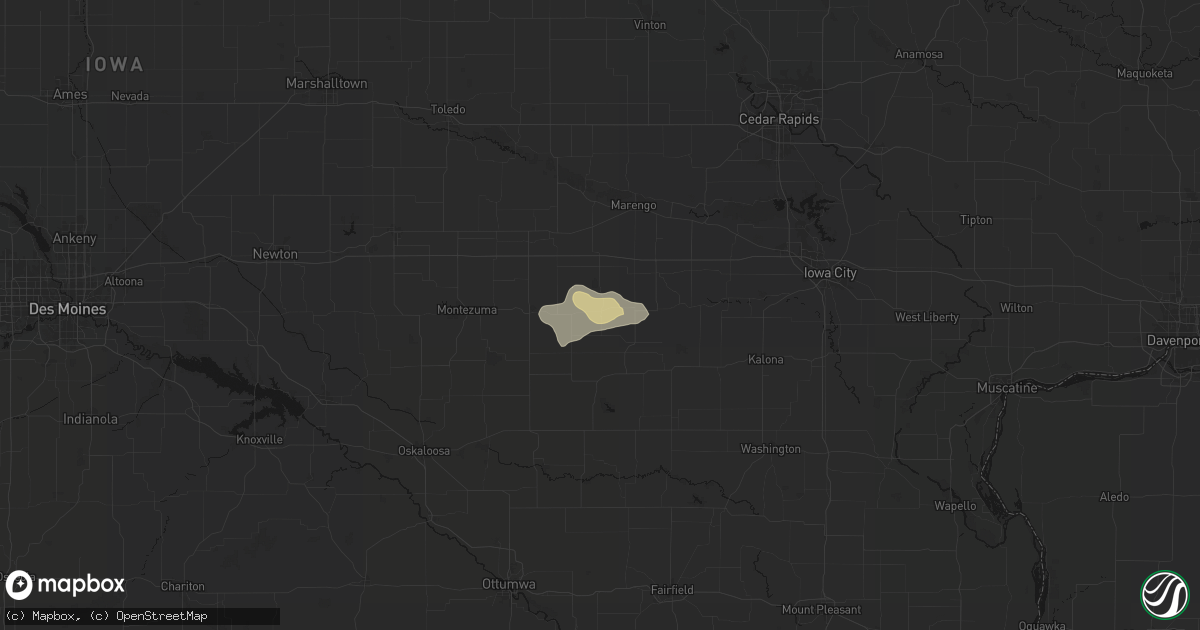 Hail map in Millersburg, IA on June 13, 2026