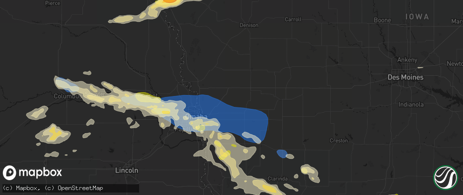Hail map in Minden, IA on June 13, 2026