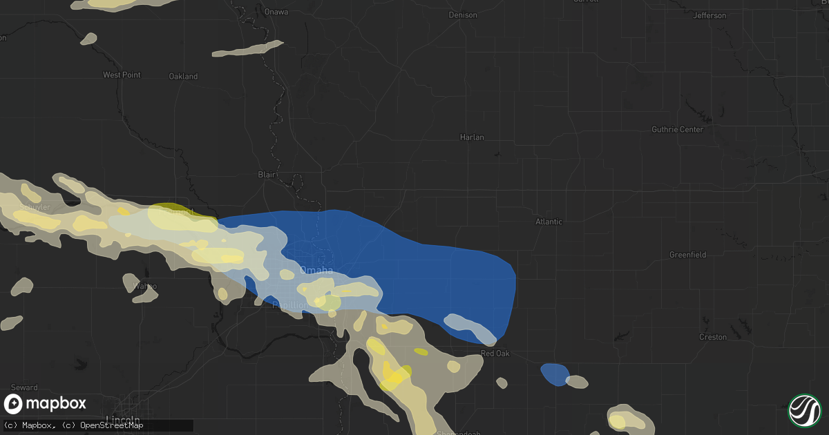 Hail map in Minden, IA on June 13, 2026