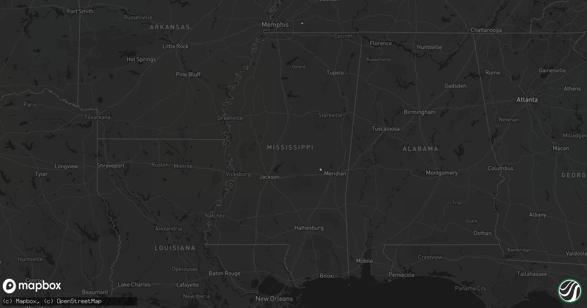 Hail map in Mississippi on June 13, 2026