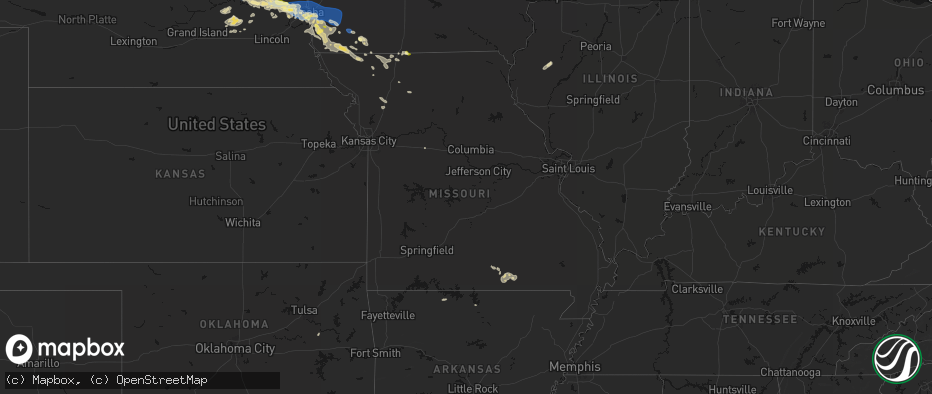 Hail map in Missouri on June 13, 2026