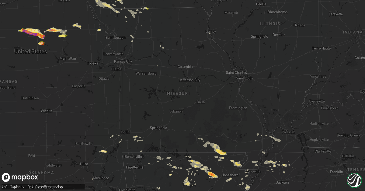 Hail map in Missouri on June 13, 2026