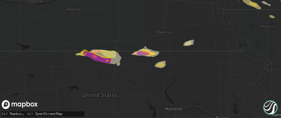 Hail map in Morrowville, KS on June 13, 2026