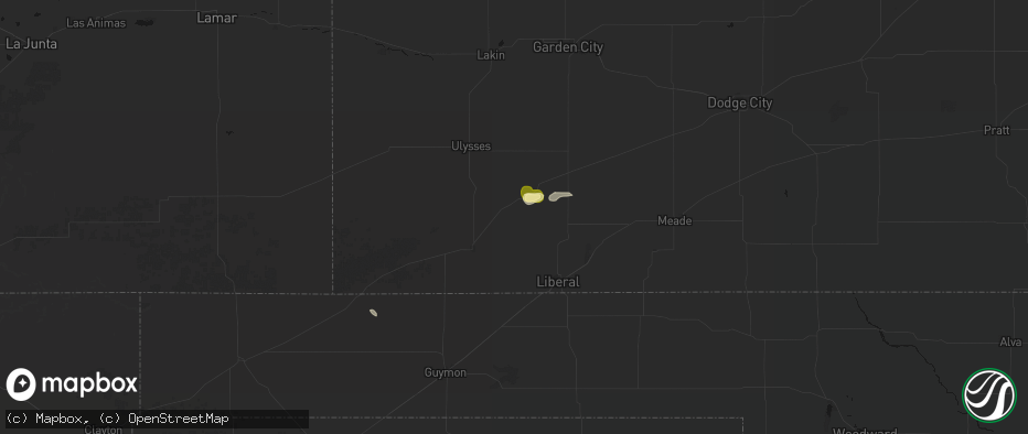 Hail map in Moscow, KS on June 13, 2026