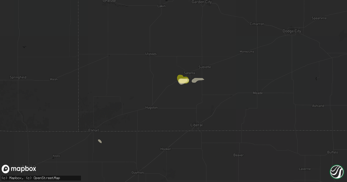 Hail map in Moscow, KS on June 13, 2026