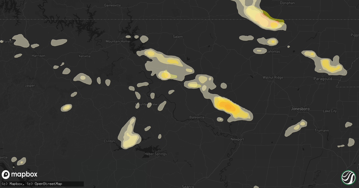 Hail map in Mount Pleasant, AR on June 13, 2026