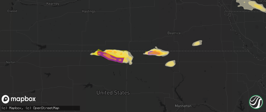 Hail map in Munden, KS on June 13, 2026