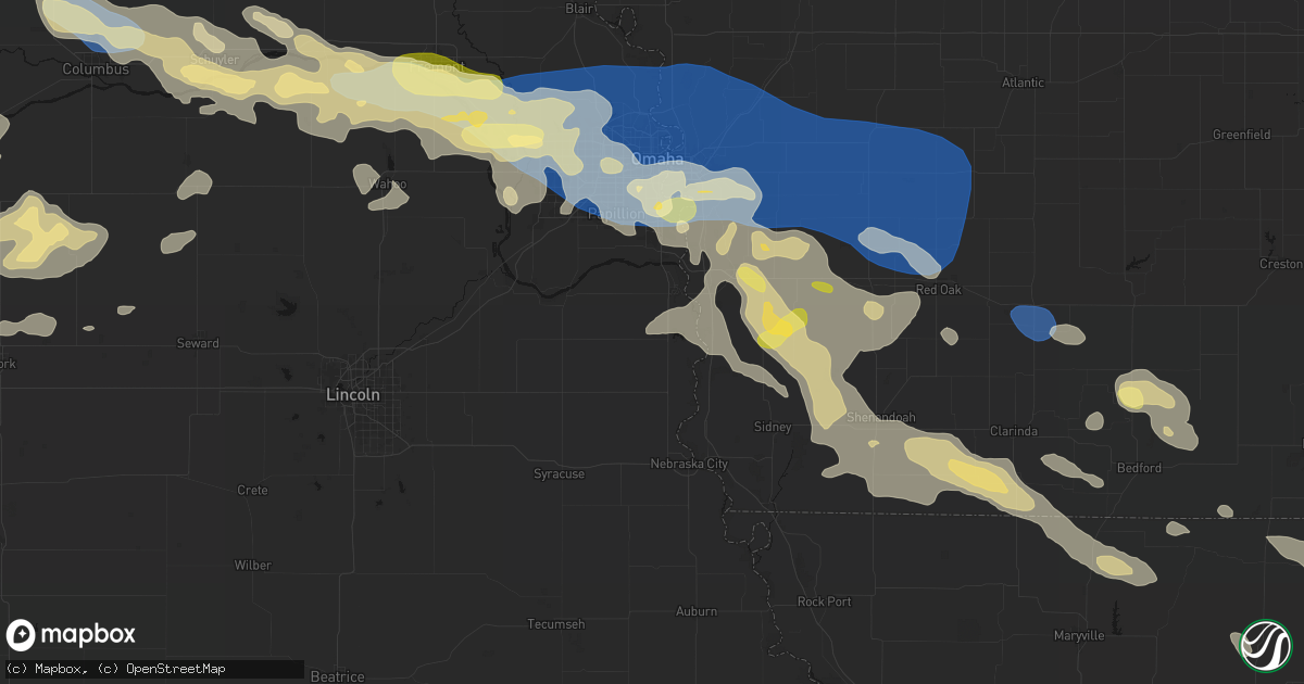 Hail map in Murray, NE on June 13, 2026