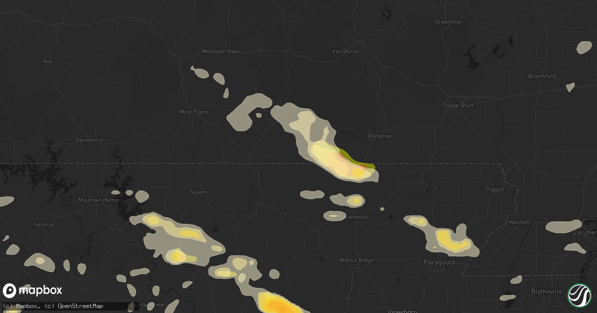 Hail map in Myrtle, MO on June 13, 2026